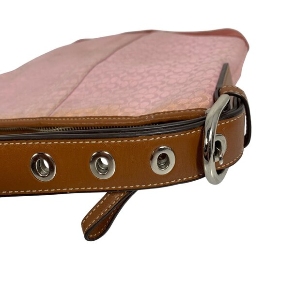 COACH F10944 Signature Logo Jacquard Suede Pink Shoulder Crossbody Bag + Tag - Picture 10 of 13